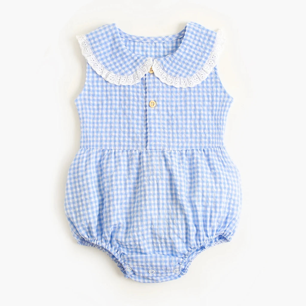 Sanlutoz Summer Cotton Baby Bodysuit Newborn Cute Plaid Clothing for Baby Girls Sleeveless Princess Toddler Infant Bodysuits