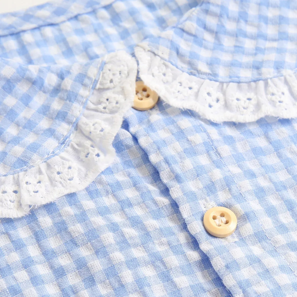 Sanlutoz Summer Cotton Baby Bodysuit Newborn Cute Plaid Clothing for Baby Girls Sleeveless Princess Toddler Infant Bodysuits