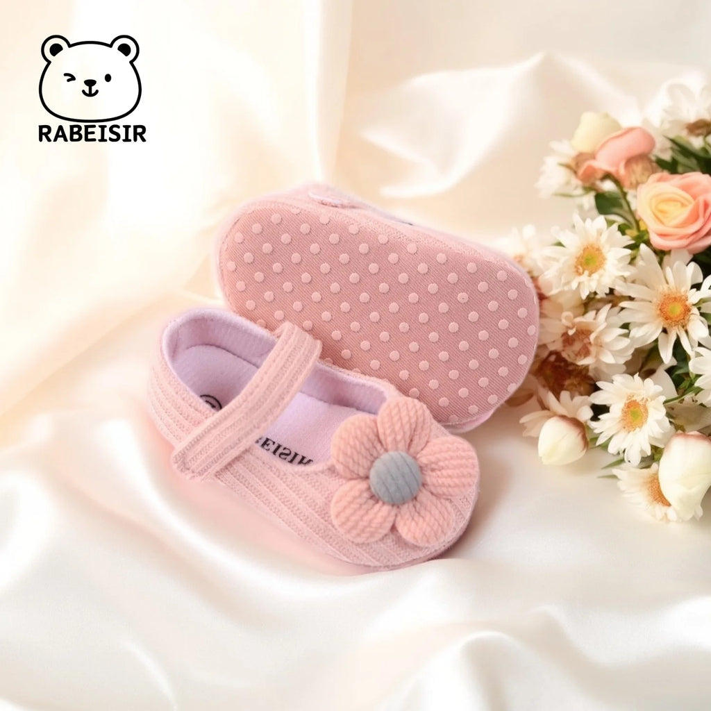 Cute Flower Mary Jane Flat Shoes For Baby Girls, Trendy Lightweight Soft Shoes For Indoor Outdoor Party Performance, Spring