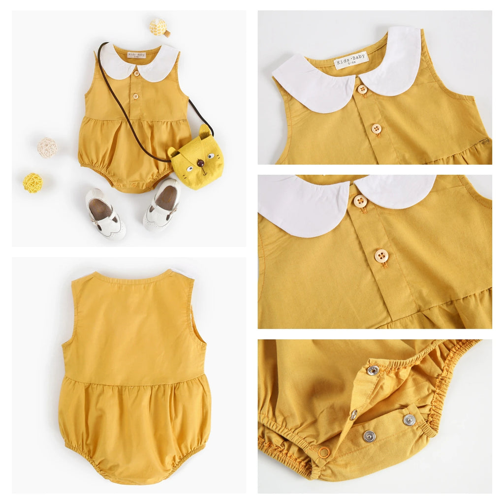Sanlutoz Summer Cotton Baby Bodysuit Newborn Cute Plaid Clothing for Baby Girls Sleeveless Princess Toddler Infant Bodysuits