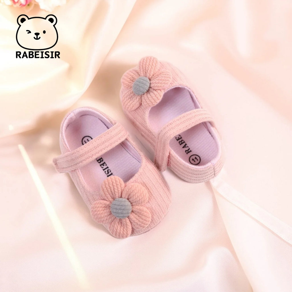 Cute Flower Mary Jane Flat Shoes For Baby Girls, Trendy Lightweight Soft Shoes For Indoor Outdoor Party Performance, Spring