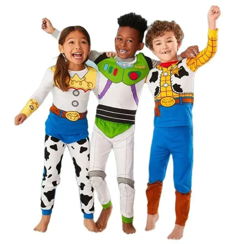 Boys  girl Costumes Anime Cartoon Woody and Buzz Lightyear Cosplay Costume Boy Girl Sweatshirt and Pants  Pajama Set 2-piece