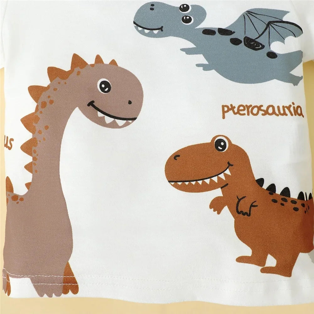 2PCS Summer Infant Boy clothes Set Short Sleeve Cartoon Dinosaur Top+Shorts Fashion Sport Handsome Wear for Toddler 0-3 Years