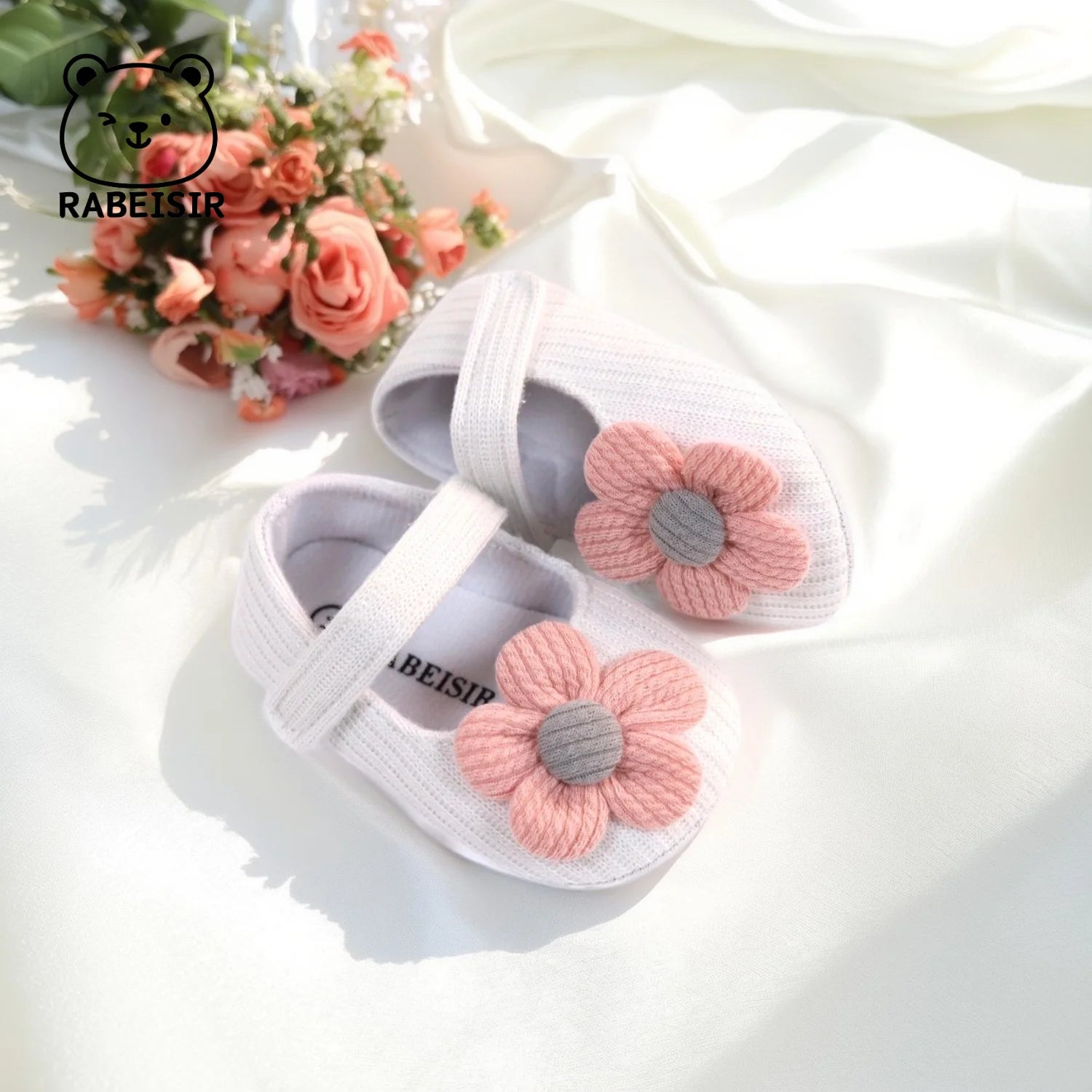 Cute Flower Mary Jane Flat Shoes For Baby Girls, Trendy Lightweight Soft Shoes For Indoor Outdoor Party Performance, Spring