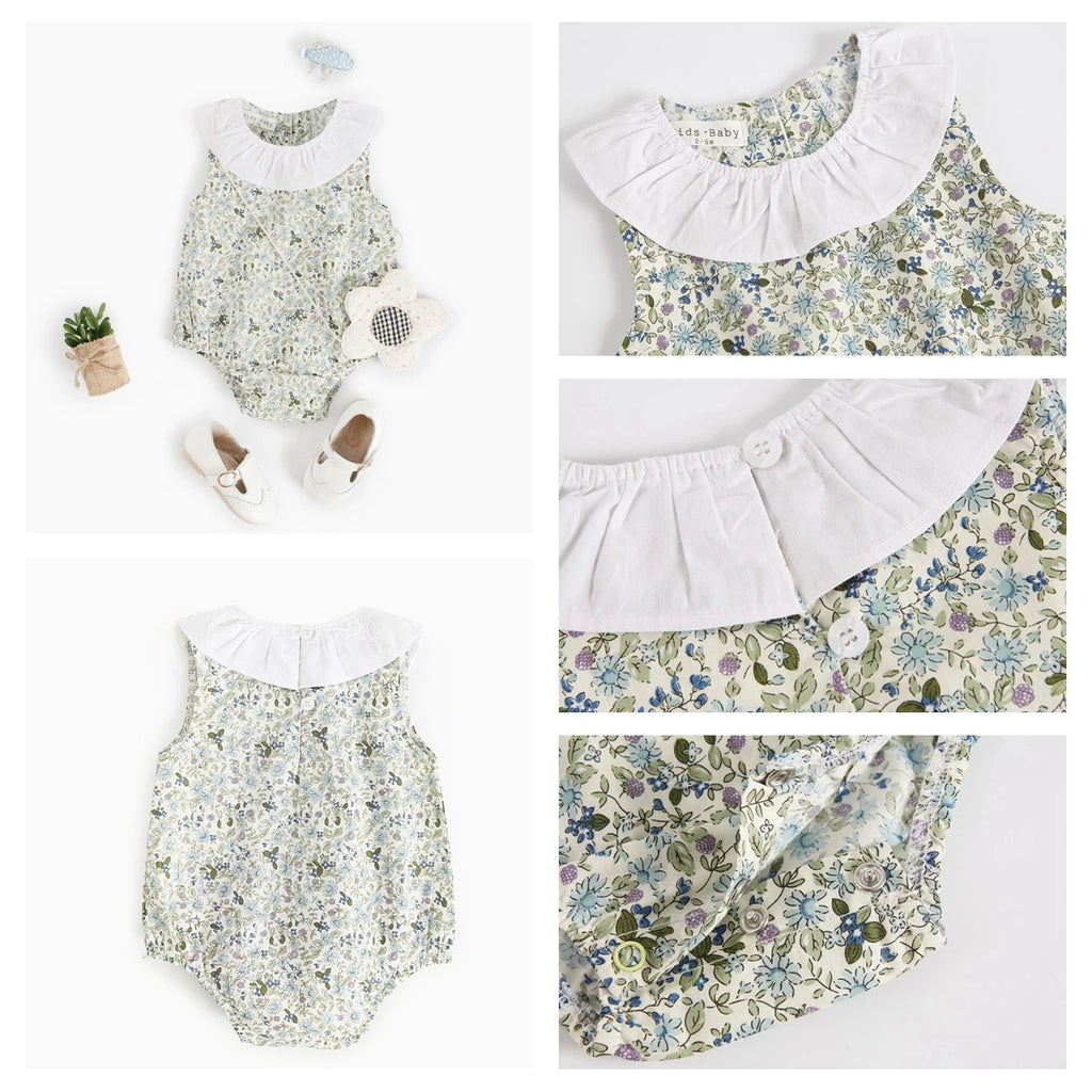 Sanlutoz Summer Cotton Baby Bodysuit Newborn Cute Plaid Clothing for Baby Girls Sleeveless Princess Toddler Infant Bodysuits
