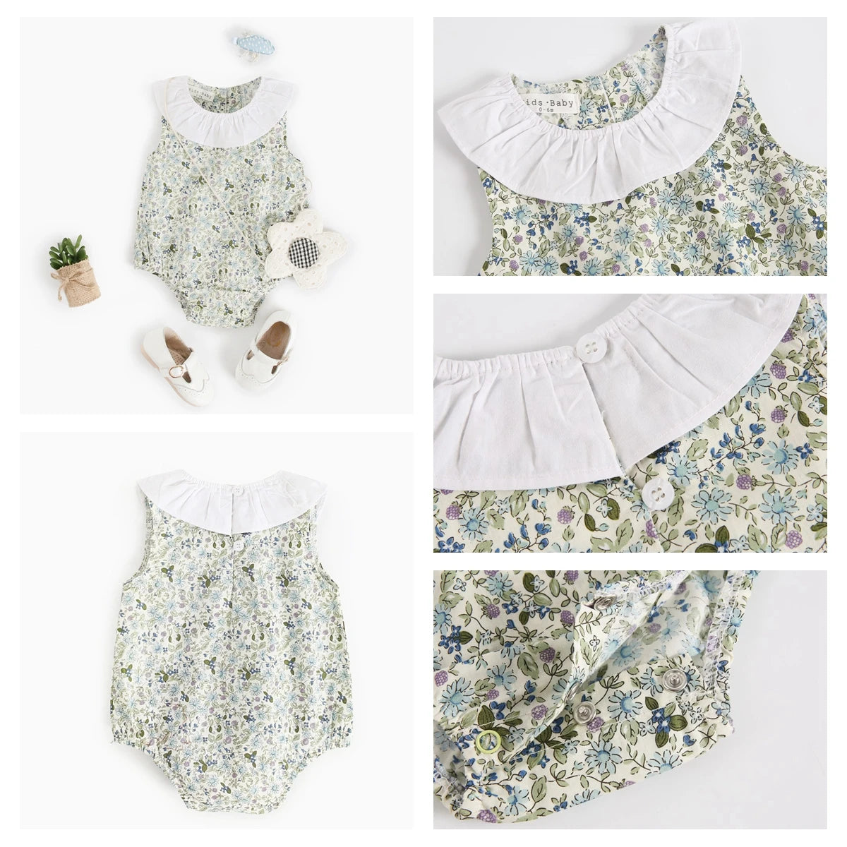 Sanlutoz Summer Cotton Baby Bodysuit Newborn Cute Plaid Clothing for Baby Girls Sleeveless Princess Toddler Infant Bodysuits