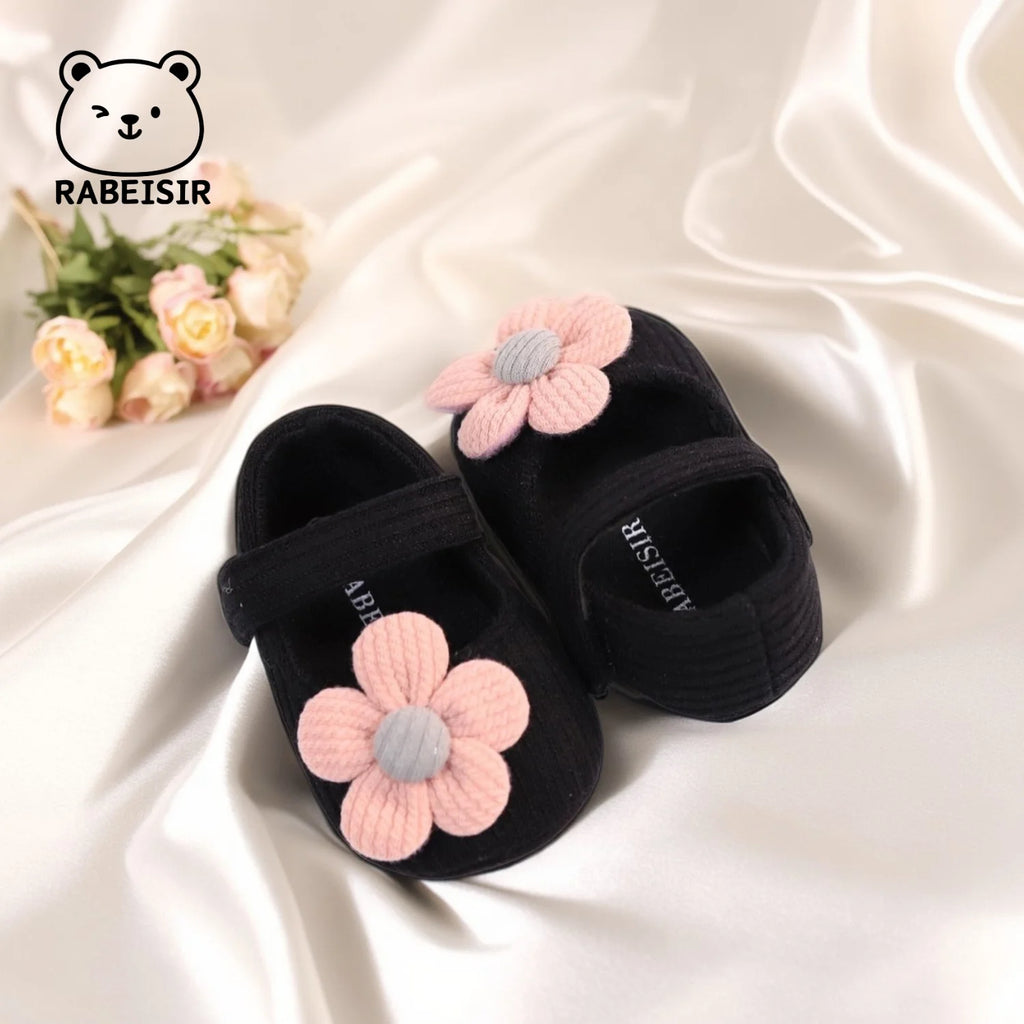 Cute Flower Mary Jane Flat Shoes For Baby Girls, Trendy Lightweight Soft Shoes For Indoor Outdoor Party Performance, Spring