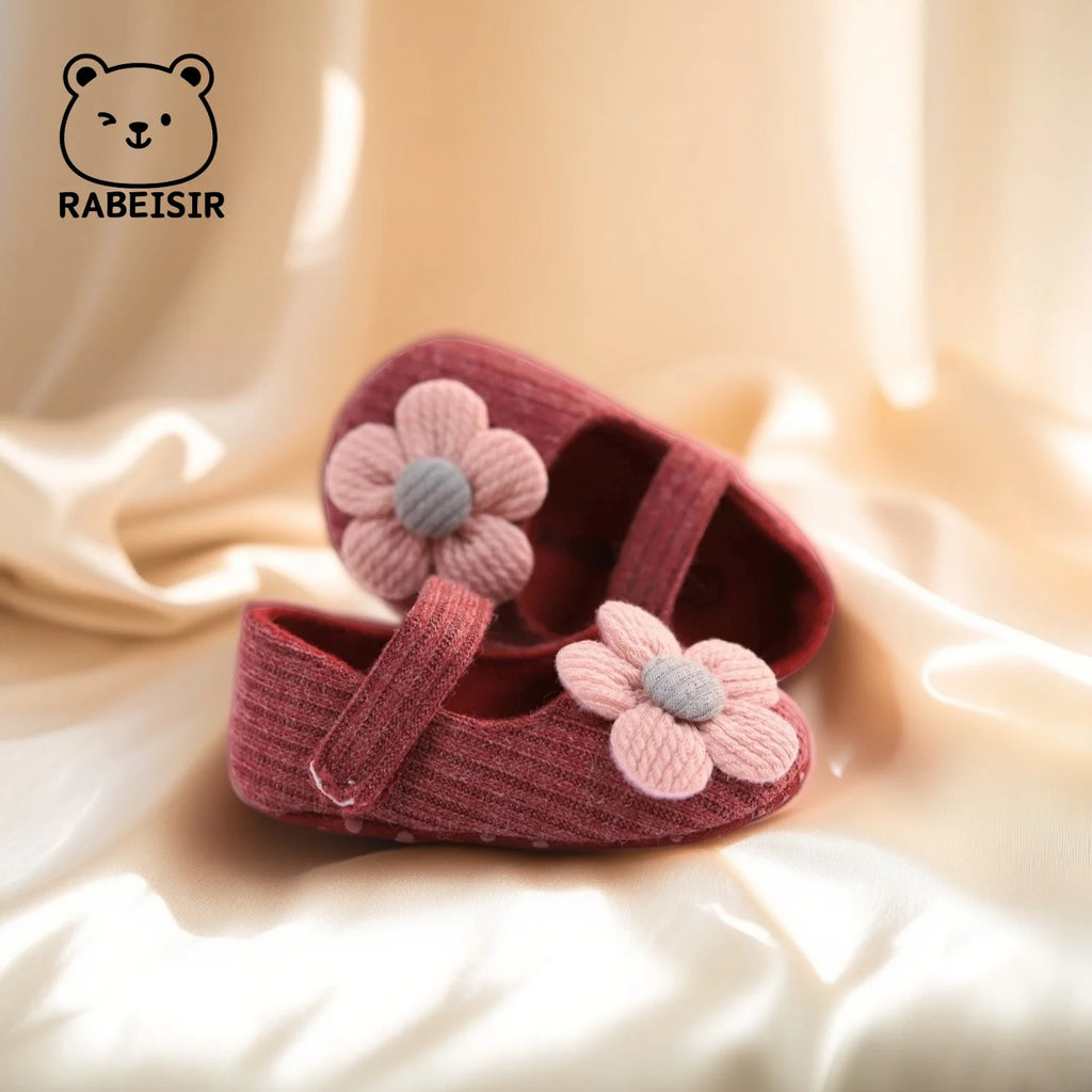 Cute Flower Mary Jane Flat Shoes For Baby Girls, Trendy Lightweight Soft Shoes For Indoor Outdoor Party Performance, Spring