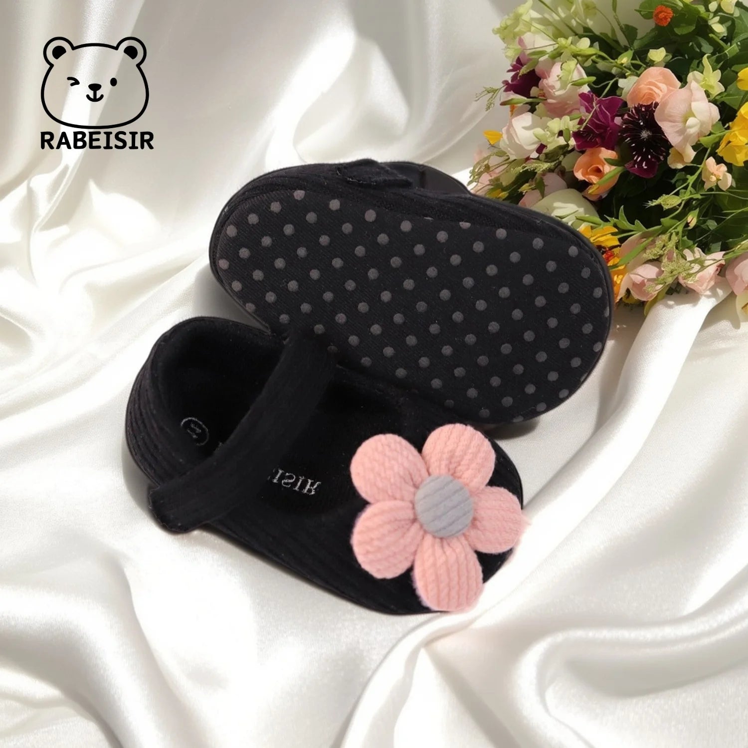 Cute Flower Mary Jane Flat Shoes For Baby Girls, Trendy Lightweight Soft Shoes For Indoor Outdoor Party Performance, Spring