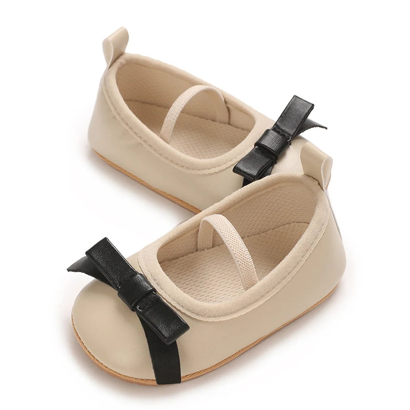 Baby Shoes Newborn Girls Princess PU Preschool Shoes Formal Shoes Bow Princess Wedding Party Anti slip First Step Shoes 0-18M