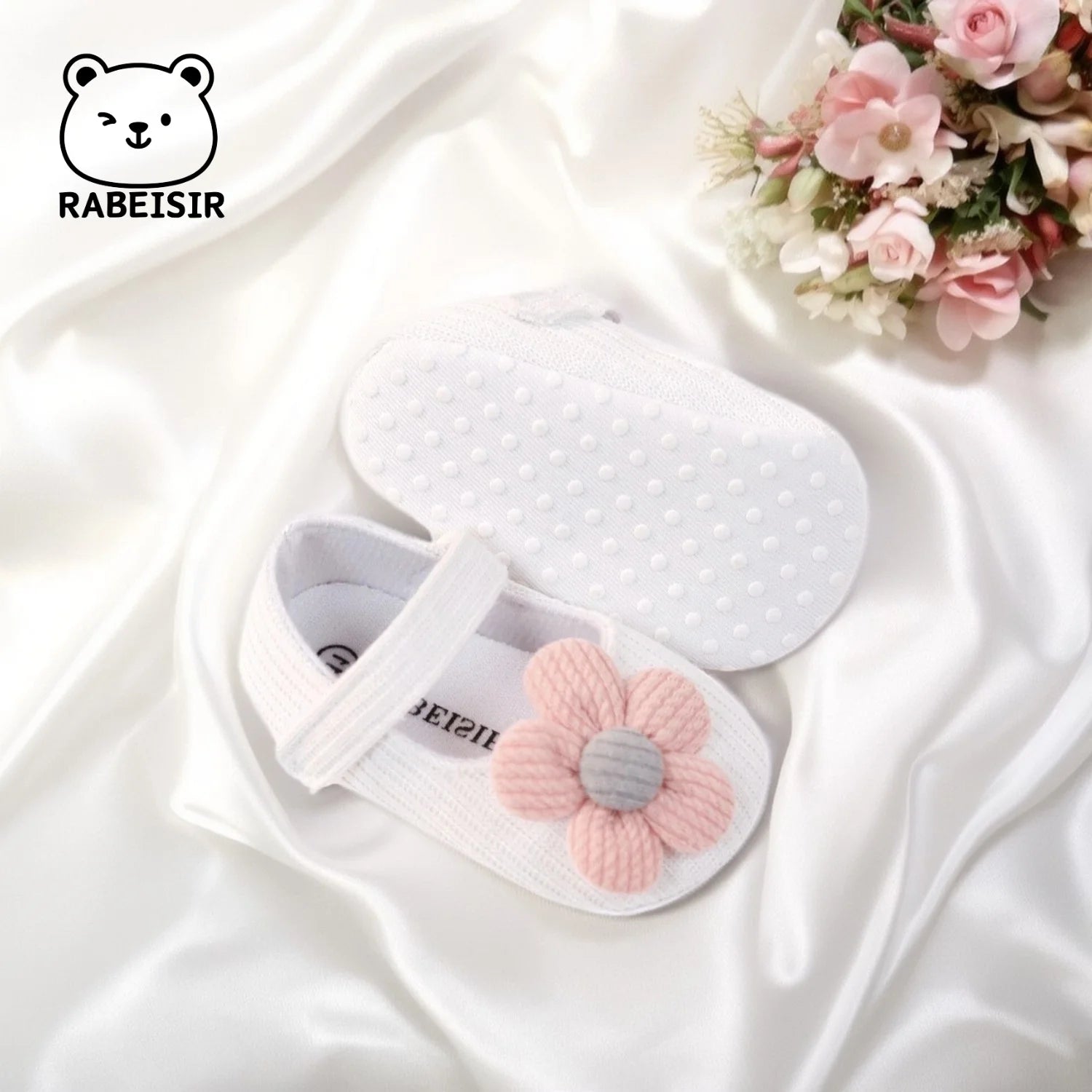 Cute Flower Mary Jane Flat Shoes For Baby Girls, Trendy Lightweight Soft Shoes For Indoor Outdoor Party Performance, Spring