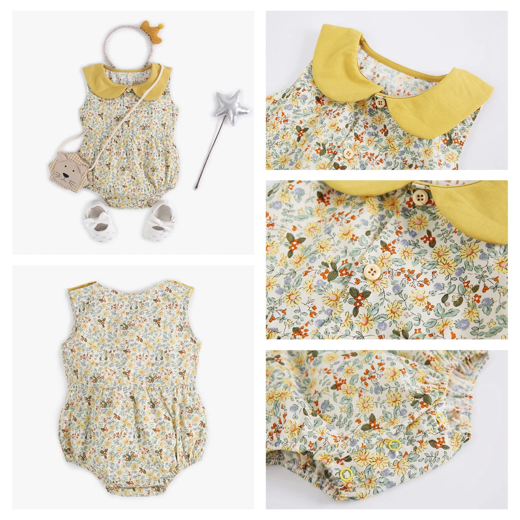 Sanlutoz Summer Cotton Baby Bodysuit Newborn Cute Plaid Clothing for Baby Girls Sleeveless Princess Toddler Infant Bodysuits
