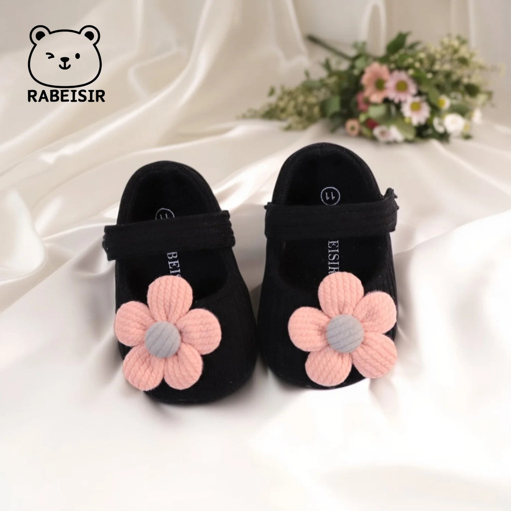 Cute Flower Mary Jane Flat Shoes For Baby Girls, Trendy Lightweight Soft Shoes For Indoor Outdoor Party Performance, Spring