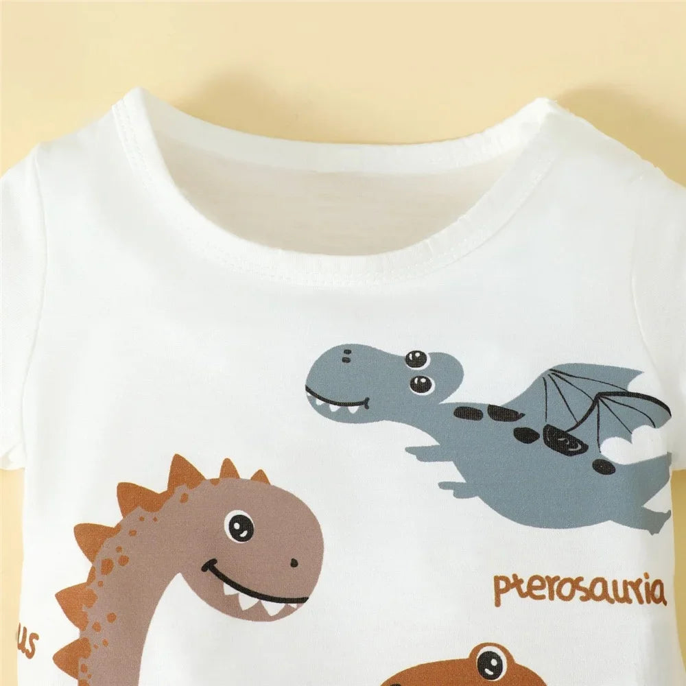2PCS Summer Infant Boy clothes Set Short Sleeve Cartoon Dinosaur Top+Shorts Fashion Sport Handsome Wear for Toddler 0-3 Years