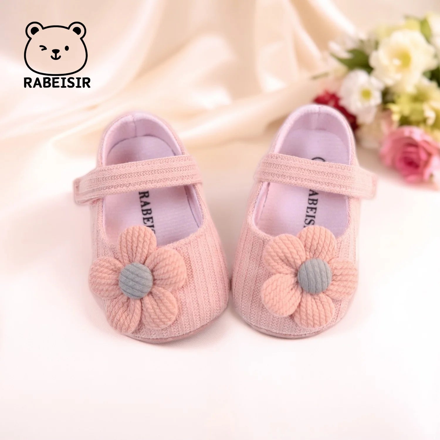 Cute Flower Mary Jane Flat Shoes For Baby Girls, Trendy Lightweight Soft Shoes For Indoor Outdoor Party Performance, Spring