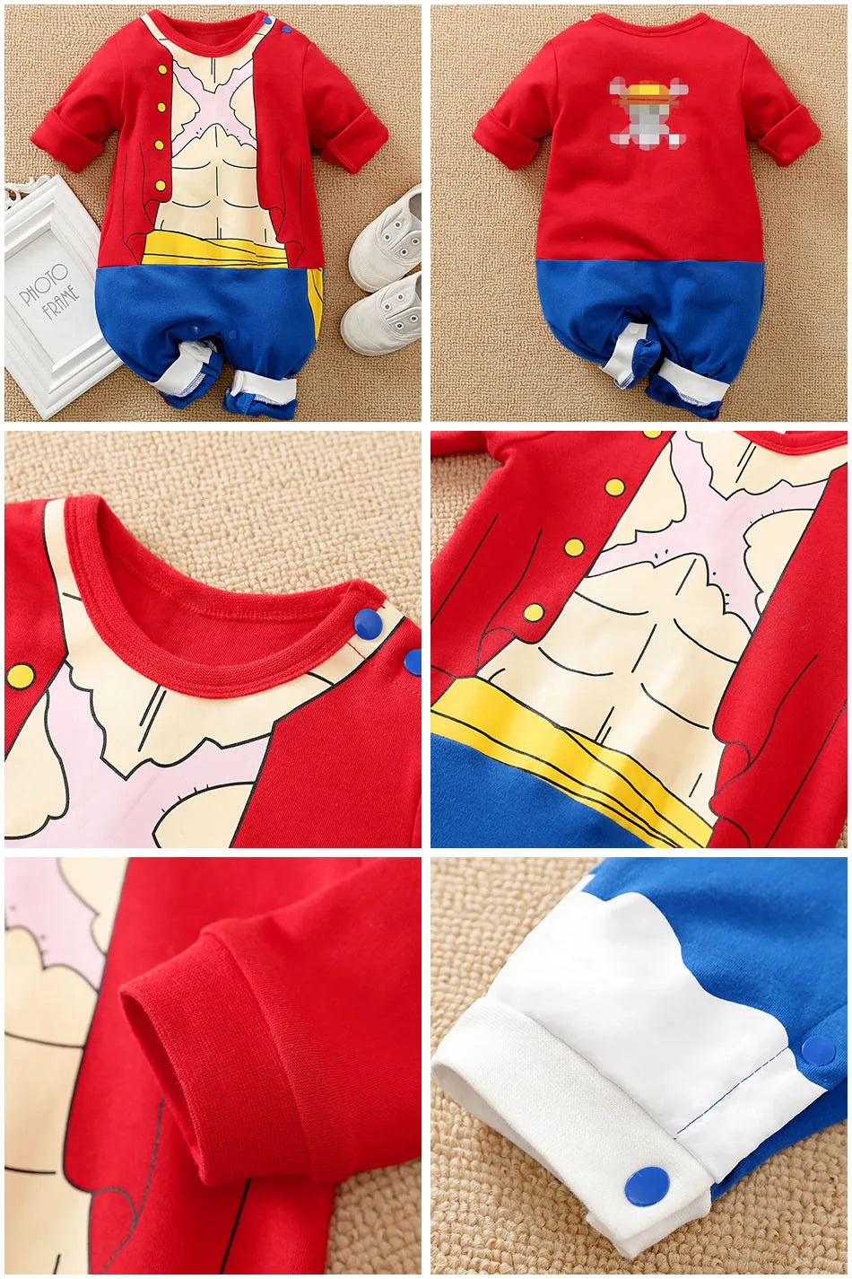 Baby Girl Boy Costume Anime Clothes Newborn Romper Infant Luffy Akatsuki Vegeta Cosplay Jumpsuit Toddler Halloween Costume 0-18M