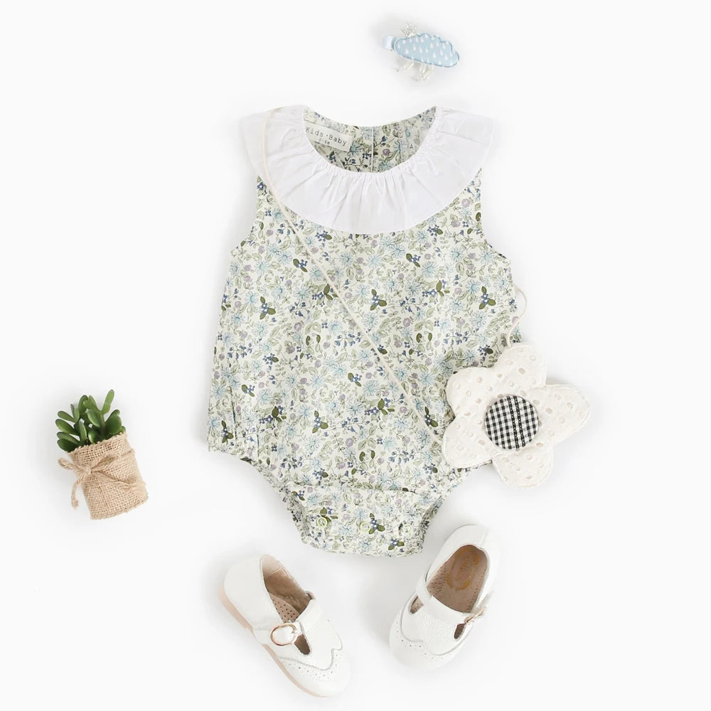 Sanlutoz Summer Cotton Baby Bodysuit Newborn Cute Plaid Clothing for Baby Girls Sleeveless Princess Toddler Infant Bodysuits