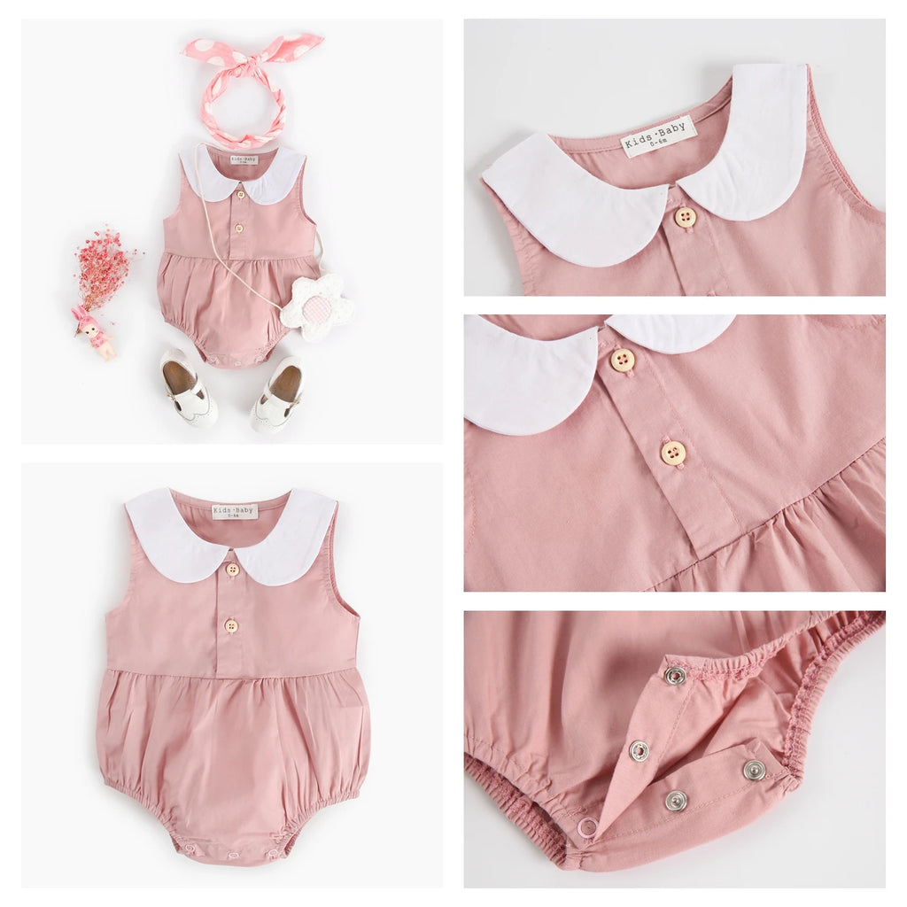 Sanlutoz Summer Cotton Baby Bodysuit Newborn Cute Plaid Clothing for Baby Girls Sleeveless Princess Toddler Infant Bodysuits